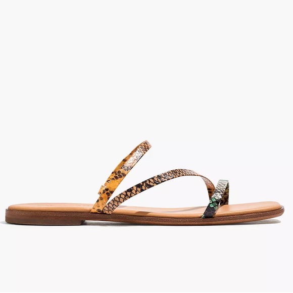 Madewell Lyra Snake Embossed Leather Flat Slide Sandal Size 6 - Picture 4 of 6